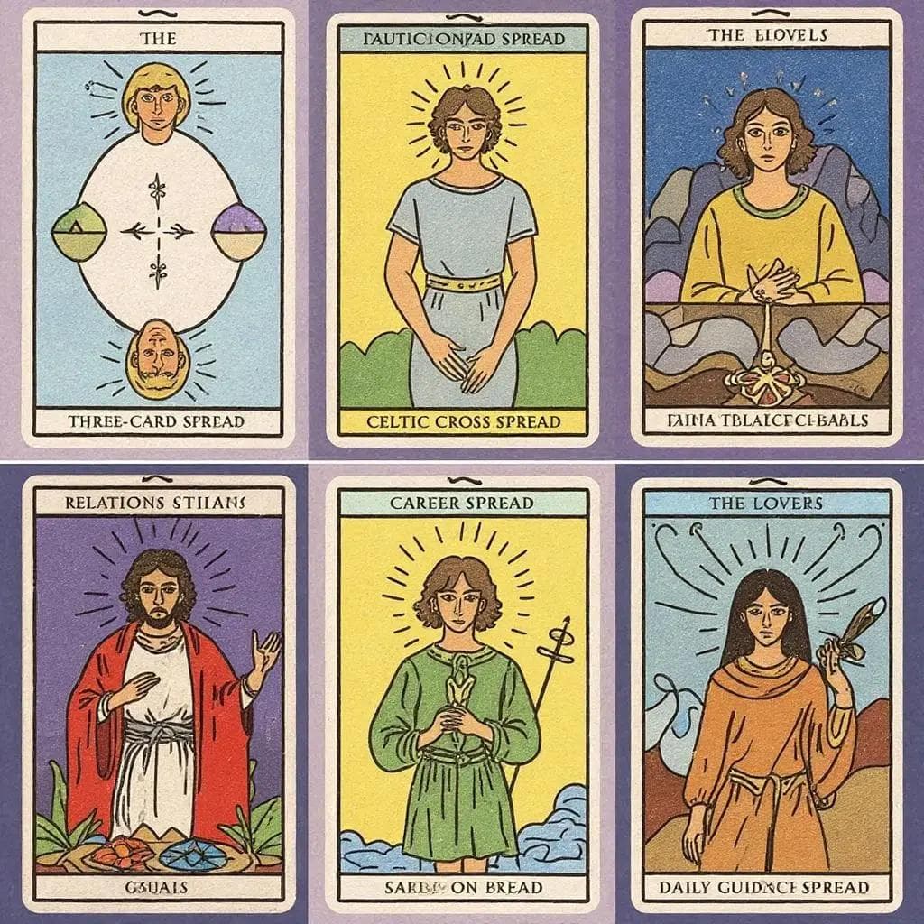 Визуальное представление пяти раскладов Таро для точных предсказаний.
